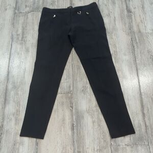 Massimo Dutti Luxury Black Riding Trousers Gold Zipper Detail, sz 4